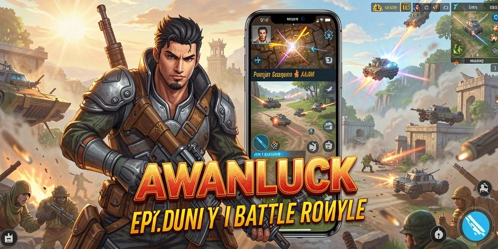 Tampilan mendebarkan gameplay AWANLUCK dalam pertarungan Battle Royale.