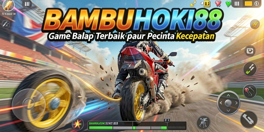 Screenshot gameplay <strong>BAMBUHOKI88</strong> menampilkan aksi balap yang mendebarkan dan grafis yang menawan.