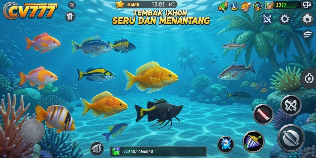 Tampilan gameplay <strong>CV777</strong> yang seru saat menembak ikan.