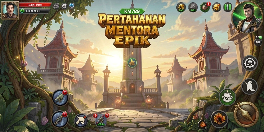 Screenshot gameplay menunjukkan strategi menara yang mendebarkan.