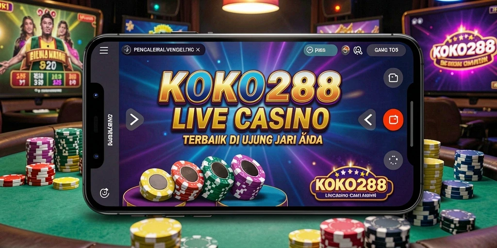 Screenshot KOKO288 menampilkan dealer profesional dan gameplay Live Casino.