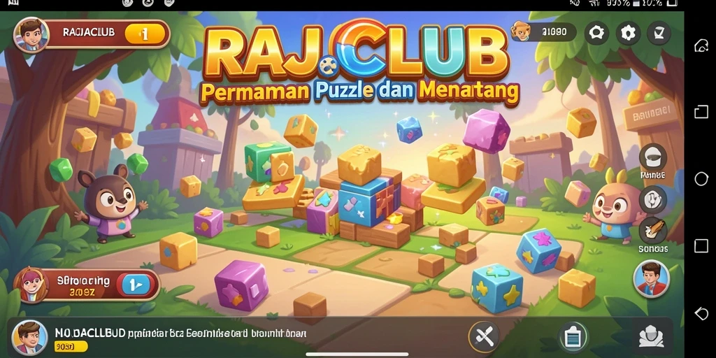 Tangkapan layar utama RAJACLUB menunjukkan gameplay menjelajahi teka-teki.