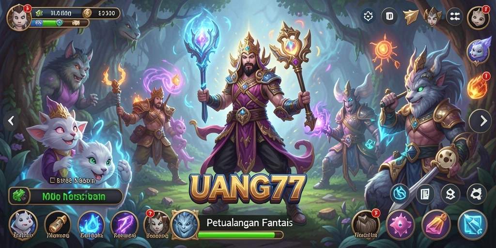 Screenshot gameplay UANG77 yang menunjukkan pertempuran seru di dunia RPG.